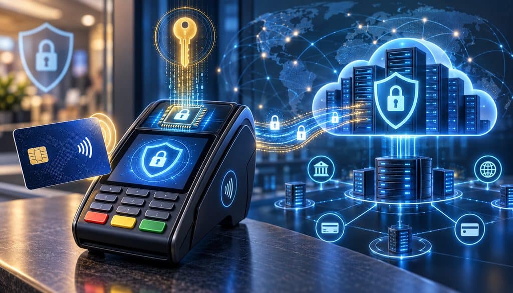 Payment terminal encryption keys connecting securely to processor network